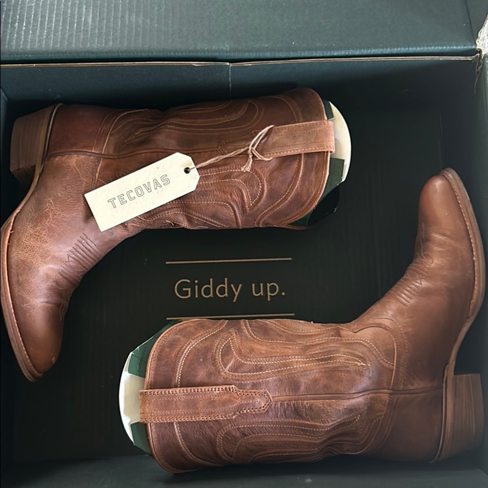Tecovas Brown Leather Western Heeled Boots